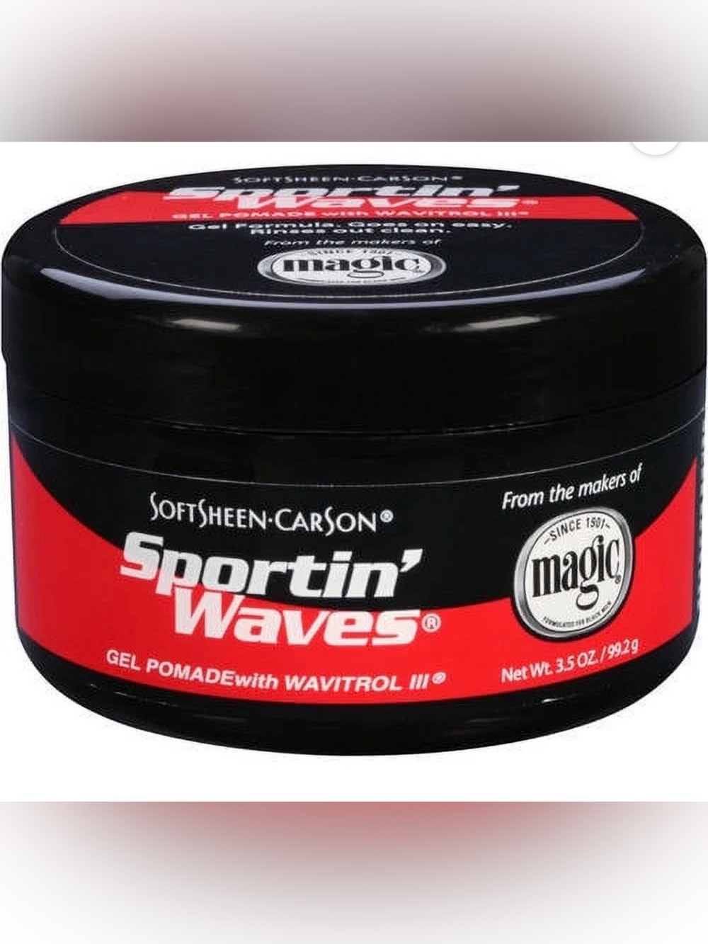 LOT of 2 SoftSheen-Carson Sportin' Waves Gel Pomade Sportin Wavitrol III, 3.5 oz